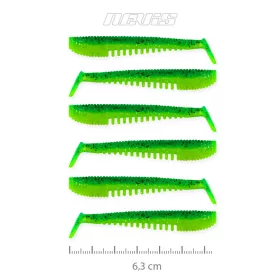   Nevis Impulse Shad 6,3cm 1,77gr 6pcs/paquet Vert Paillettes Leurre en plastique