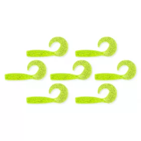   Nevis Twister 6cm 2,54gr 7pcs/paquet Vert Fluo Paillettes Leurre en plastique
