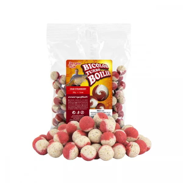 Benzar Turbo Bicolor Boilie Crevette-Fraise 250G 16Mm
