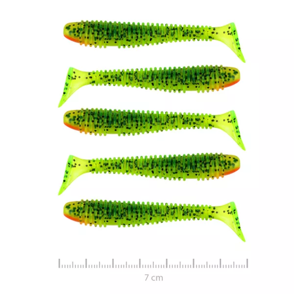 Nevis Vantage Swinger 7cm 2,96gr 5db/cs Vert-Orange Paillettes Appât en plastique