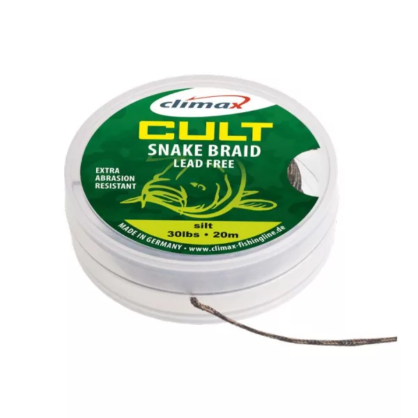 Climax Cult Carp Snake Braid Lead Free Leader 10m 40lb Dark Silt Fonott Előkezsinór