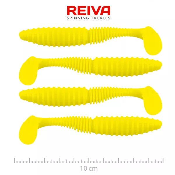 Reiva Zander Power Shad 10cm 7,05gr 4 pièces/paquet (Jaune Citron) Leurre en plastique