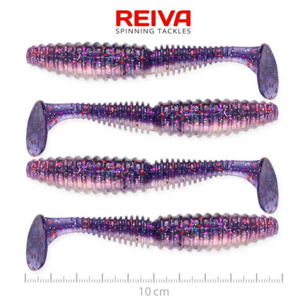 Reiva Zander Power Shad Purple Pearl 10cm Leurre en plastique 4pcs