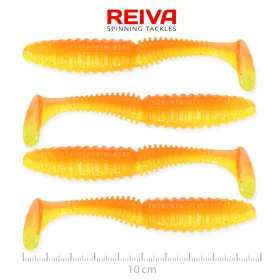   Reiva Zander Power Shad Shiny Orange 10cm Leurre en plastique 4pcs