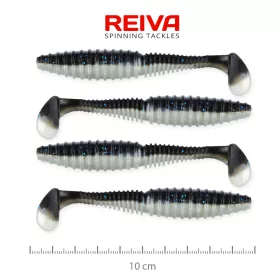   Reiva Zander Power Shad 10cm 7,05gr 4 pièces/paquet (Noir Argent) Leurre en plastique