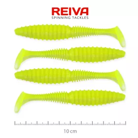   Reiva Zander Power Shad 10cm 7,05gr 4 pièces/paquet (Vert Fluo) Leurre souple en plastique