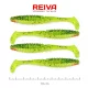 Reiva Zander Power Shad 10cm 7,05gr 4 pièces/paquet (Paillettes Vert-Orange) Leurre souple en plastique