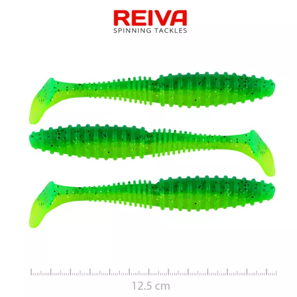 Reiva Zander Power Shad Leurre souple Poison Green 12,5cm 3pcs