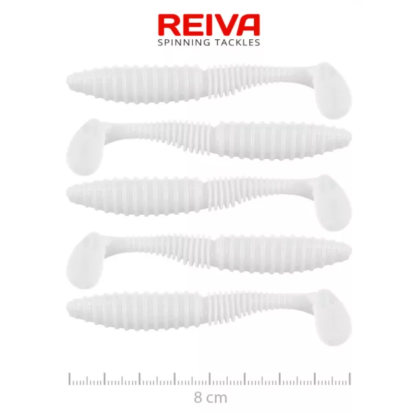 Reiva Zander Power Shad 8cm 3,18gr 5 pièces/paquet (Blanc) Leurre souple en plastique