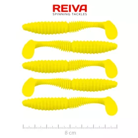   Reiva Zander Power Shad 8cm 3,18gr 5 pièces/paquet (Jaune citron) Leurre souple en plastique
