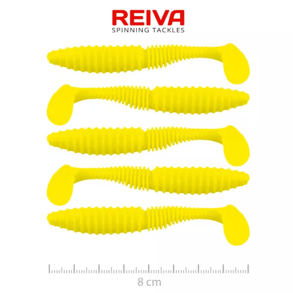 Reiva Zander Power Shad 8cm 3,18gr 5 pièces/paquet (Jaune citron) Leurre souple en plastique