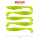 Reiva Zander Power Shad 8cm 3,18gr 5 pièces/paquet (Paillettes Vert Fluo II.) Leurre souple en plastique