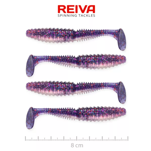 Reiva Zander Power Shad Purple Pearl 8cm Leurre en plastique 4pcs