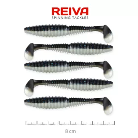   Reiva Zander Power Shad 8cm 3,18gr 5 pièces/paquet (Noir Argenté) Leurre souple en plastique
