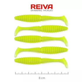   Reiva Zander Power Shad 8cm 3,18gr 5 pièces/paquet (Vert Fluo) Leurre souple en plastique