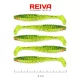 Reiva Zander Power Shad 8cm 3,18gr 5 pièces/paquet (Paillettes Vert-Orange) Leurre souple en plastique