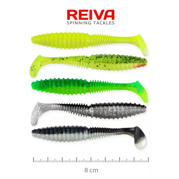 Reiva Zander Power Shad 8cm 3,18gr 5 pièces/paquet (5 couleurs) Leurre souple en plastique