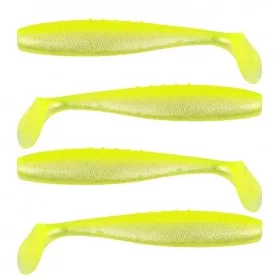   Leurre souple Reiva Flat Minnow Shad 10cm 4 pièces/paquet (Jaune-Argent)