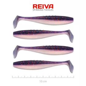  Reiva Flat Minnow Shad 10cm Purple Pearl Leurre en plastique 4pcs