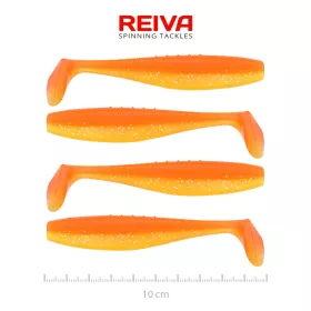 Reiva Flat Minnow Shad 10cm Shiny Orange Leurre Souple 4pcs