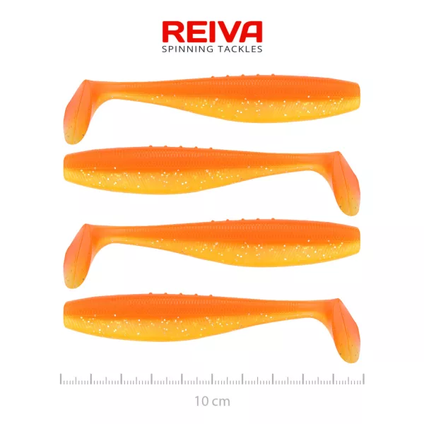 Reiva Flat Minnow Shad 10cm Shiny Orange Leurre Souple 4pcs