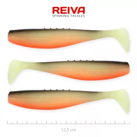   Reiva Flat Minnow shad 12,5cm 3 pièces/paquet (Noir-Blanc-Orange) Leurre en plastique
