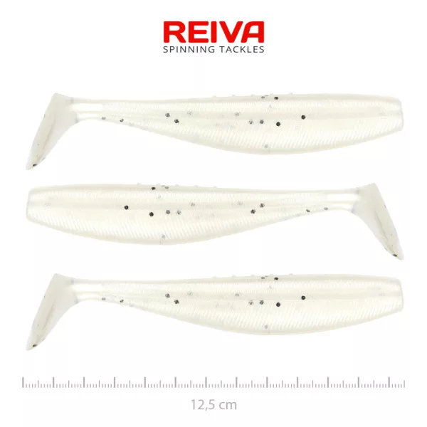 Reiva Flat Minnow Shad 12,5cm Pearl Dot Leurre Souple 3pcs