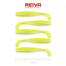   Reiva Flat Minnow shad 7,5cm 5 pièces/paquet (Jaune-Argent) Leurre en plastique