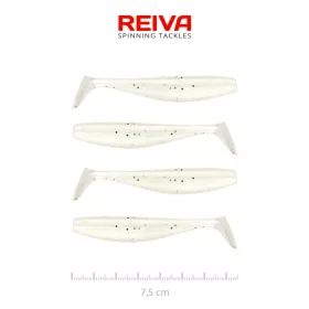 Reiva Flat Minnow Shad 7,5cm Pearl Dot Leurre Souple 4pcs