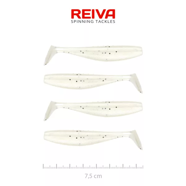 Reiva Flat Minnow Shad 7,5cm Pearl Dot Leurre Souple 4pcs