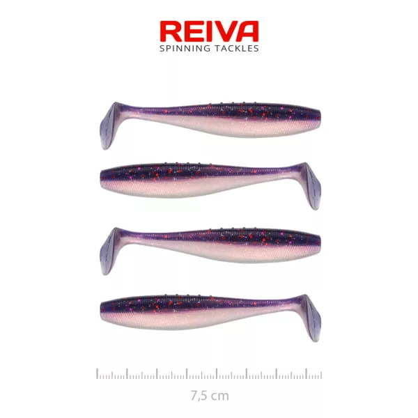 Reiva Flat Minnow Shad 7,5cm Purple Pearl Leurre Souple 4pcs