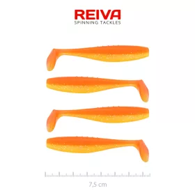 Reiva Flat Minnow Shad 7,5cm Shiny Orange Leurre Souple 4pcs