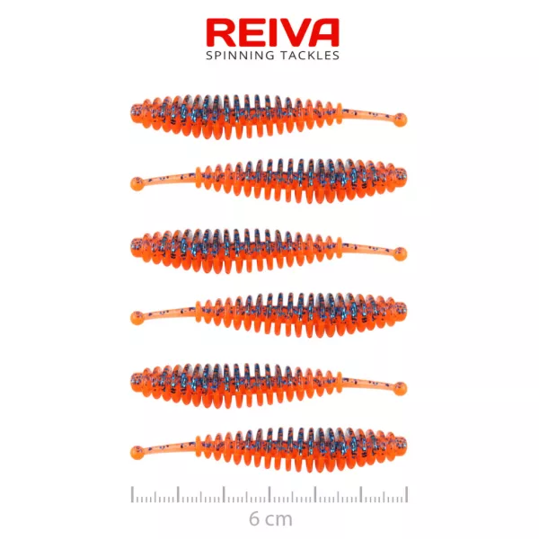 Reiva Tiny Worm Orange Disco 6cm Leurre en plastique 6pcs