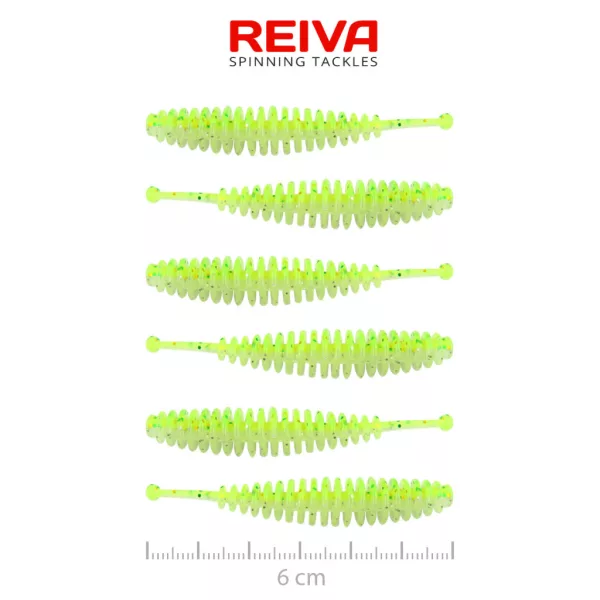 Reiva Tiny Worm Flash Chartreuse 6cm Leurre en plastique 6pcs