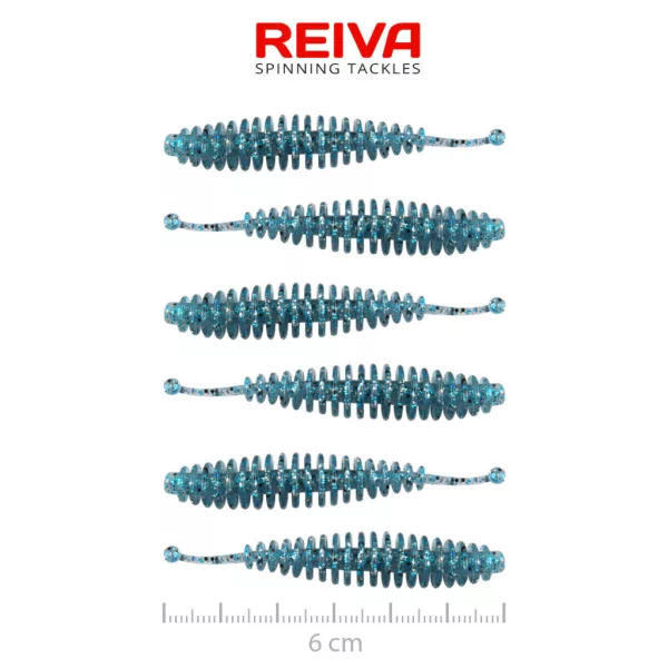 Reiva Tiny Worm Blue Shiner 6cm Leurre en plastique 6pcs