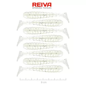Reiva Stream Shad Pearl White Dots 8cm Plasztik Csali 8db