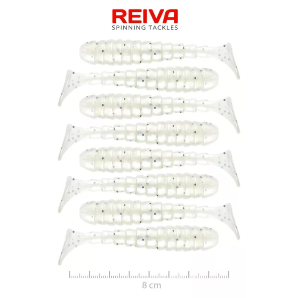 Reiva Stream Shad Pearl White Dots 8cm Plasztik Csali 8db