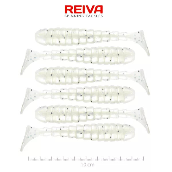 Reiva Stream Shad Pearl White Dots 10cm Plasztik Csali 6db