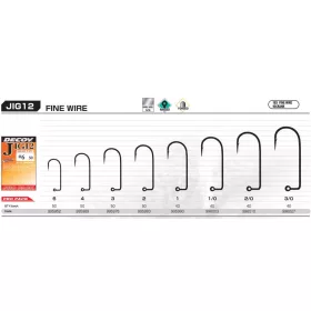   Decoy Pro Pack Jig12 Fine Wire #1 Füles Szakállas Egyágú Jig Horog 40db