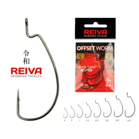   Reiva Offset Worm Noir 3/0 5 pièces/paquet Avec œillet Barbelé Hameçon pour poissons prédateurs