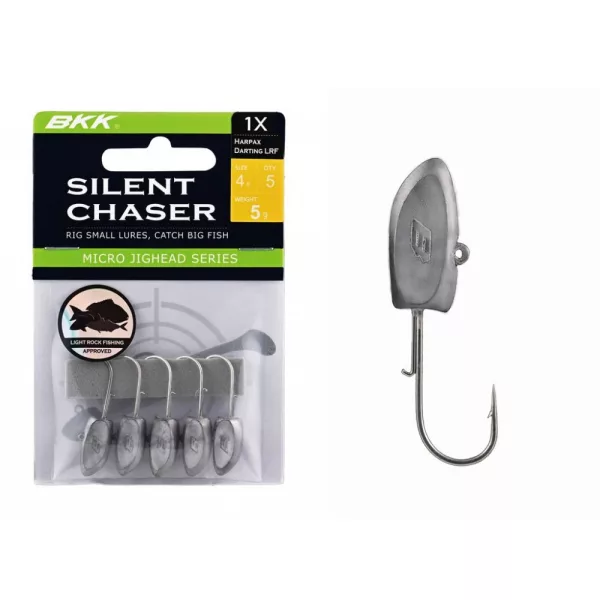 BKK Silent Chaser Microjig - Harpax Darting LRF 6#, 3.5g, 5 pièces/paquet Tête plombée