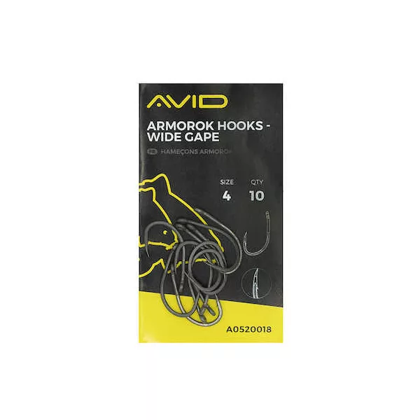 Avid Armorok Hooks Wide Gape Taille 8 Hameçon Carpe