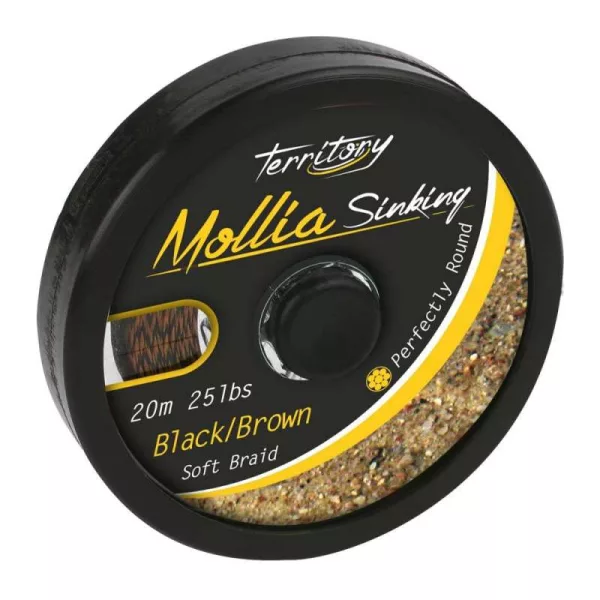 Bas de ligne tressé Mikado Mollia Hooklink 20m 25lbs Noir-Marron
