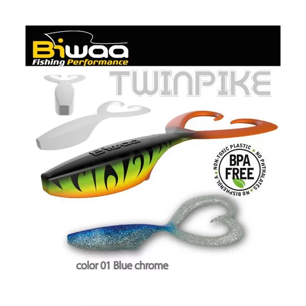 Biwaa Twinpike 15cm 24gr 01 BlueChrome Gumihal 3db