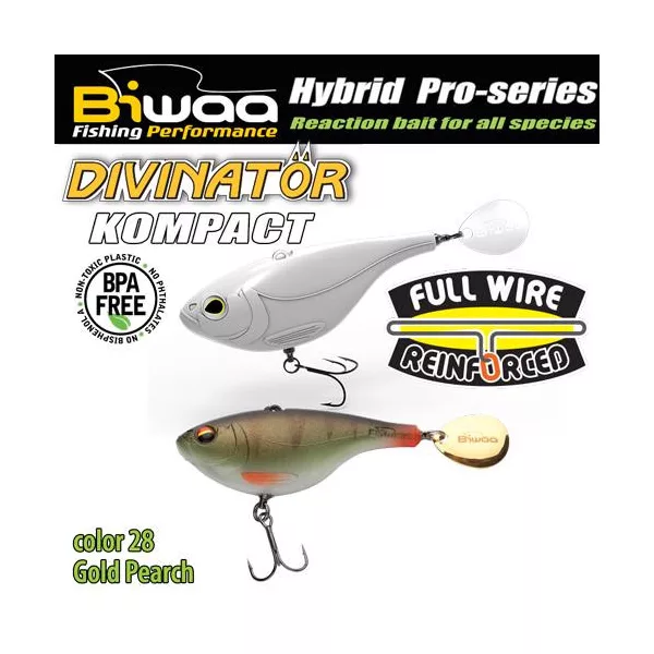 Biwaa Divinator Kompact 90 9cm 55gr 28 Gold Perch Spinnertail 1db