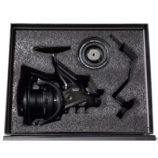 Haldorádó Black Edition BC 14000 LCS Moulinet à débrayage pour grande carpe avec bobine de rechange, en boîte cadeau