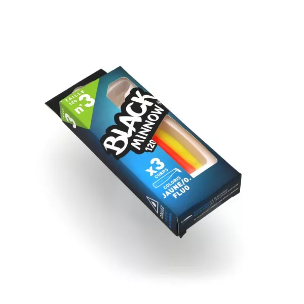 FIIISH 3 pièces de corps Black Minnow de 120mm - couleur Orange/jaune Leurre en plastique
