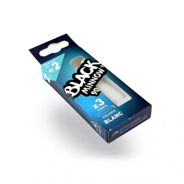FIIISH 3 pièces de corps Black Minnow de 90mm - couleur Blanc Leurre en plastique