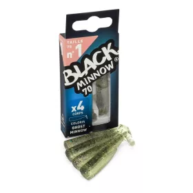   FIIISH 4 pièces de corps Black Minnow de 70mm - couleur Ghost Minnow Leurre en plastique