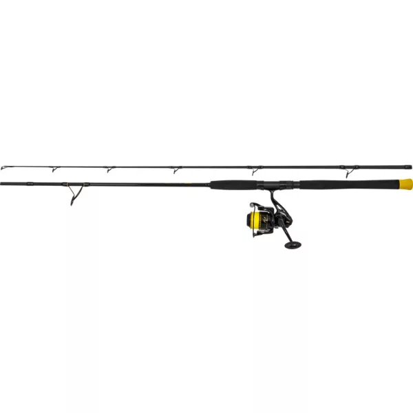 Black Cat Hard Core Combo Spin Rod 2,40m 20-200gr Canne à lancer 2 pièces avec moulinet Black Passion FD 50 et ligne